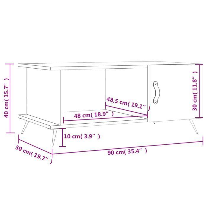 VidaXL Coffee Table High Gloss White 90x50x40 Cm Engineered Wood 829462