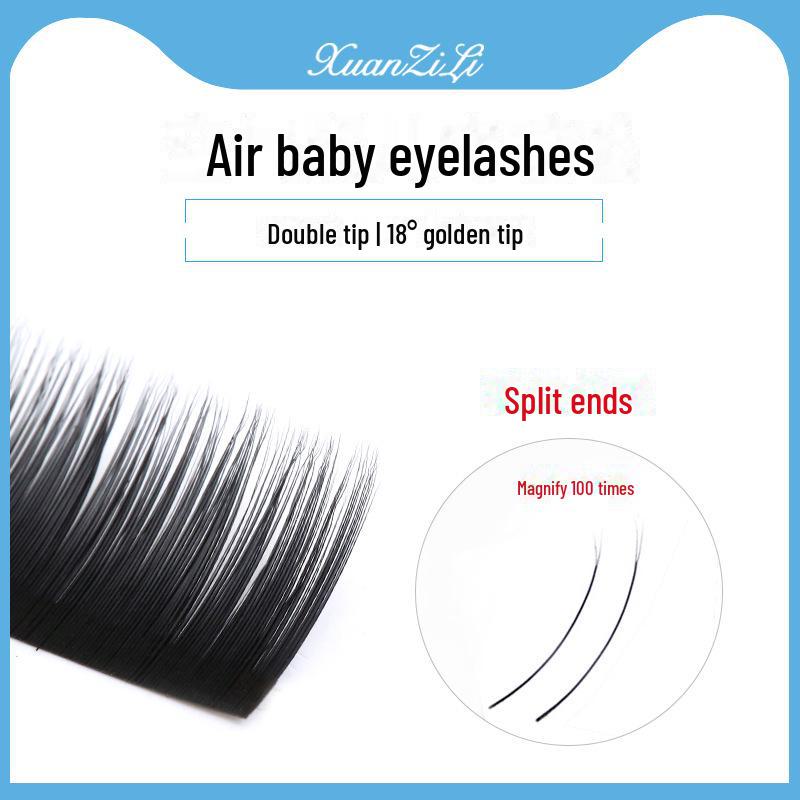 "Soft Natural Mink Hair Baby Eyelashes with Subtle Curl - Airy Flat Mixed Style"