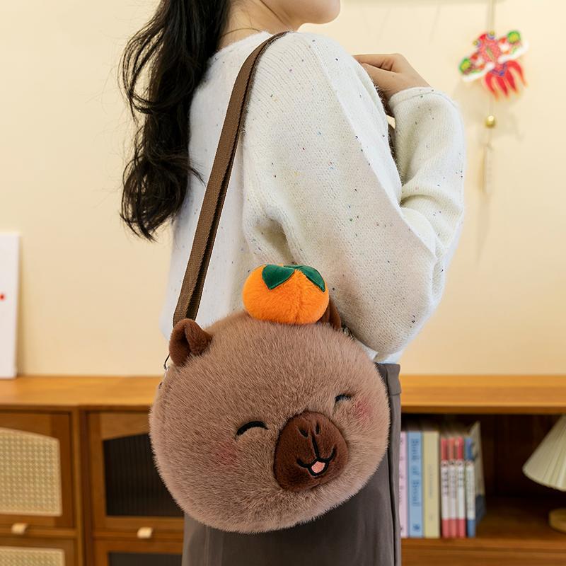 Plush Bag Animal Cute Series Big Head Shoulder Bag Unzipped Doll Grab Machine Bag Wear
