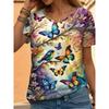 Camiseta de Verano para Mujer con Estampado 3D Cuello Redondo Moda Versátil Transpirable Tendencia Casual