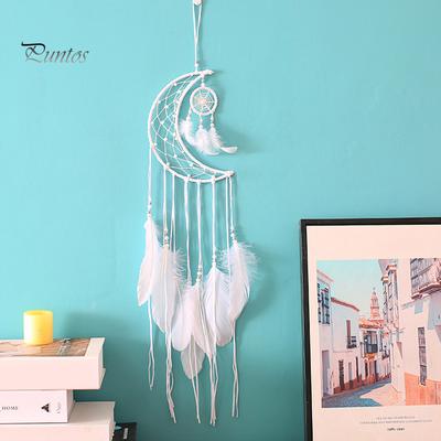 Punti Casa Dormitorio Ciondolo Ornamento da Parete Decorazione Luna Piuma Acchiappasogni Appeso