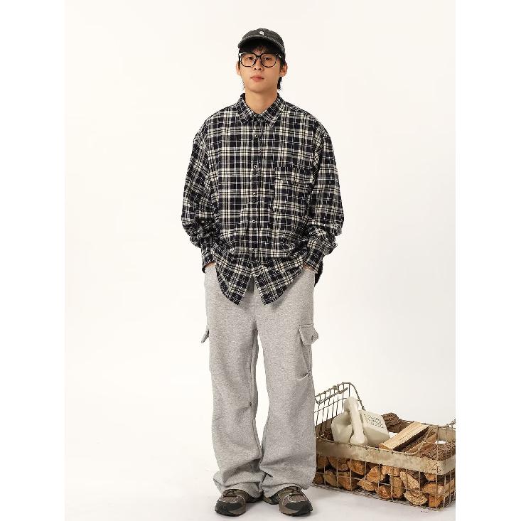 Maillard Wear Men's American Vintage Plaid Shirt Thin Boys Coat Korean Style Fashion Shirt
