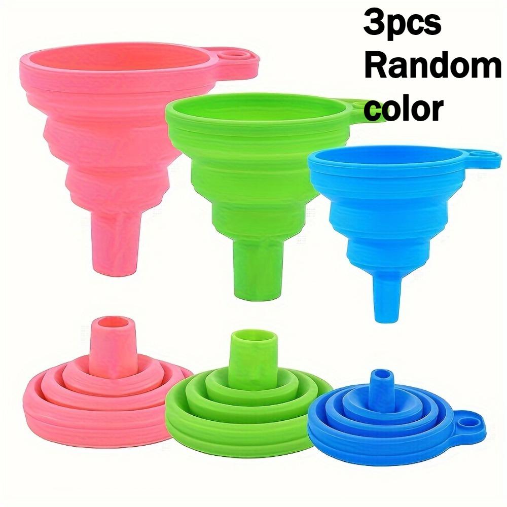 

3pcs Collapsible Silicone Funnel - Flexible, Foldable, Mini Funnel for Liquids, Automotive, Flask - Easy to Use, Space-Saving
