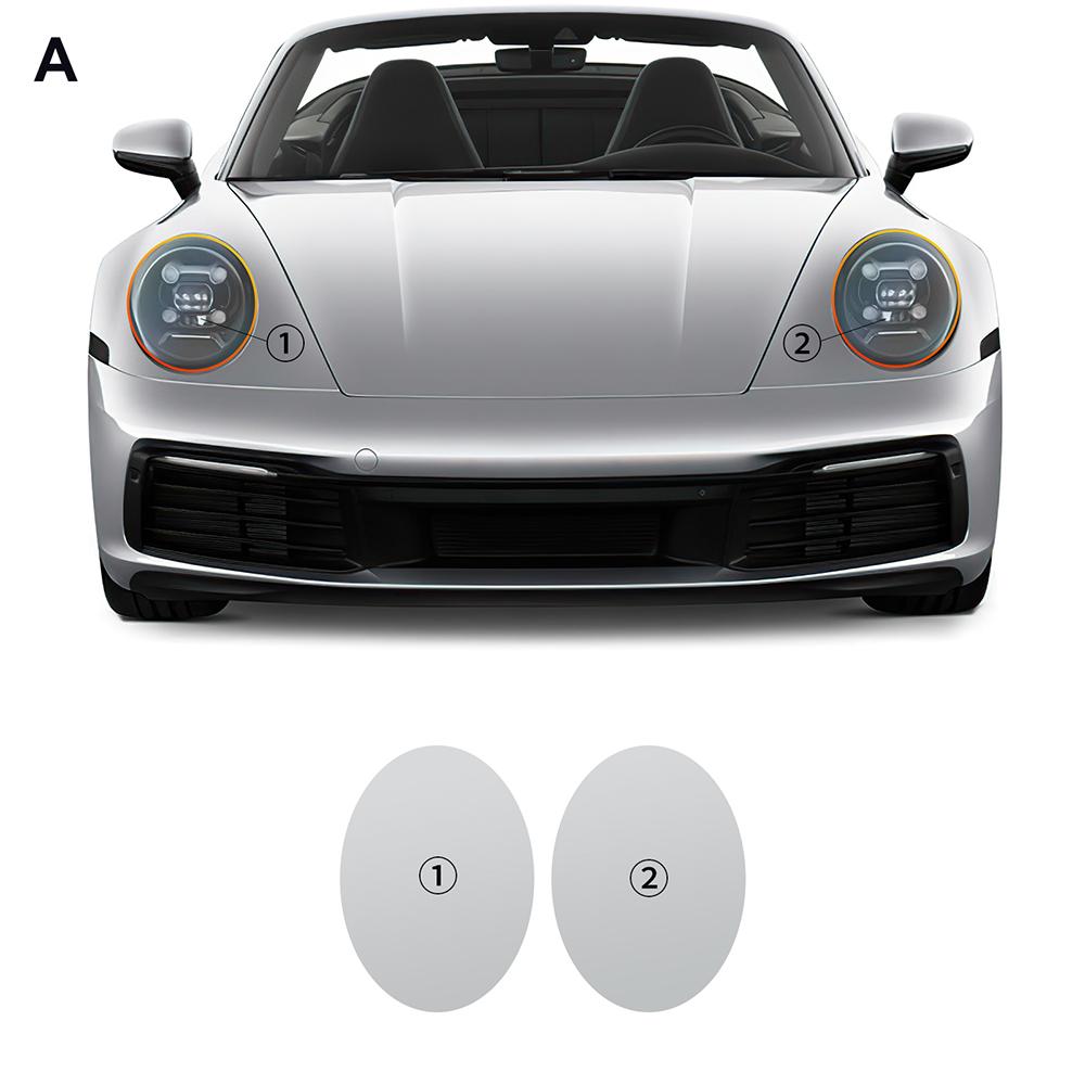 Für Porsche 911 2025 Schutzfolie Auto Scheinwerfer Rückspiegel Folie Getönt Transparent Nachrüst Aufkleber PPF TPU Lackschutz.