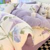 Vintermelk flanell 4-delt sett flens pluss flanell dynesett laken hatter Seng 3-delt sett