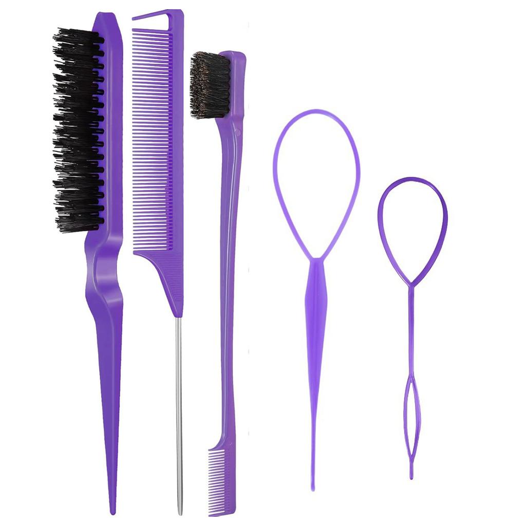3/5Pcs Hairdressing Tools Pointed Tail Comb Dual Head Eyebrow Brush Triple Row Comb Coiler Hair Salon Styling Comb