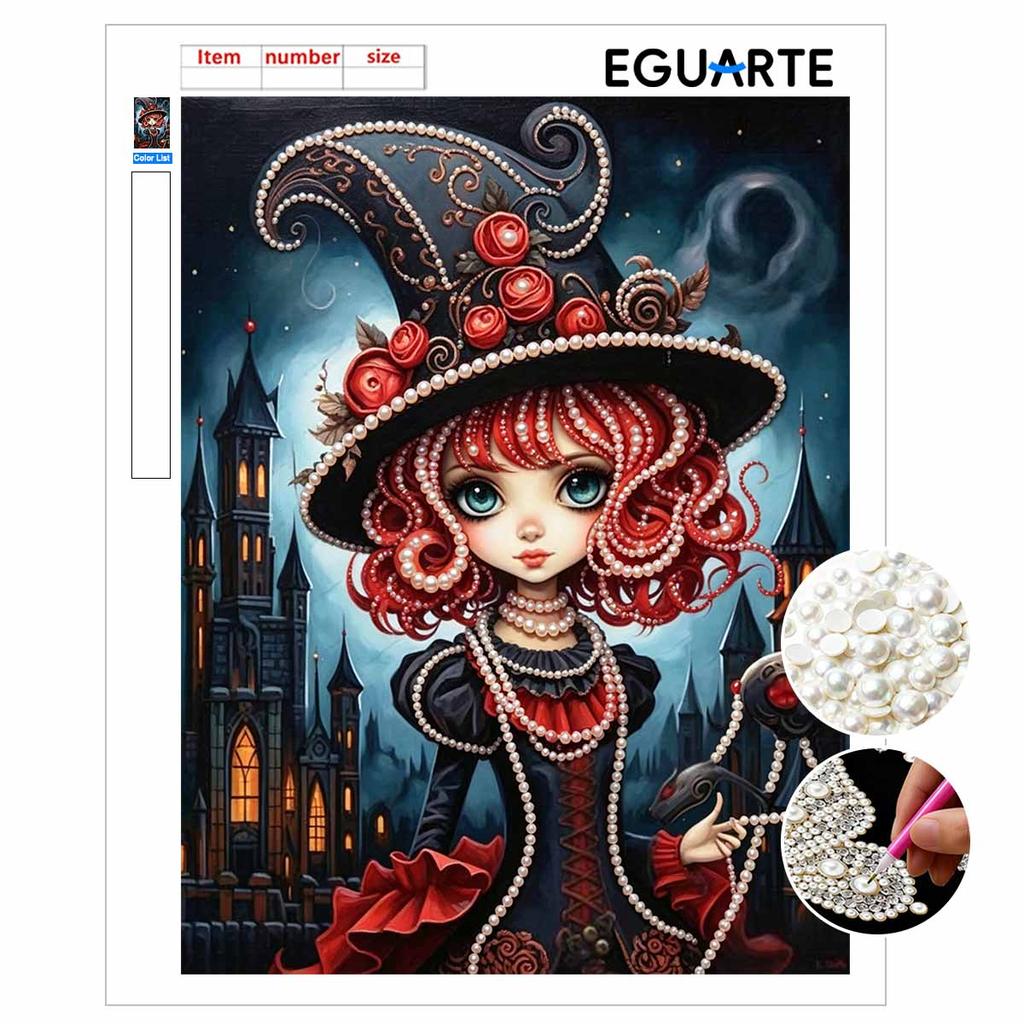 Halloween pearl painting art full pearl handmade diy gothic witch aesthetic rose castle home decorations