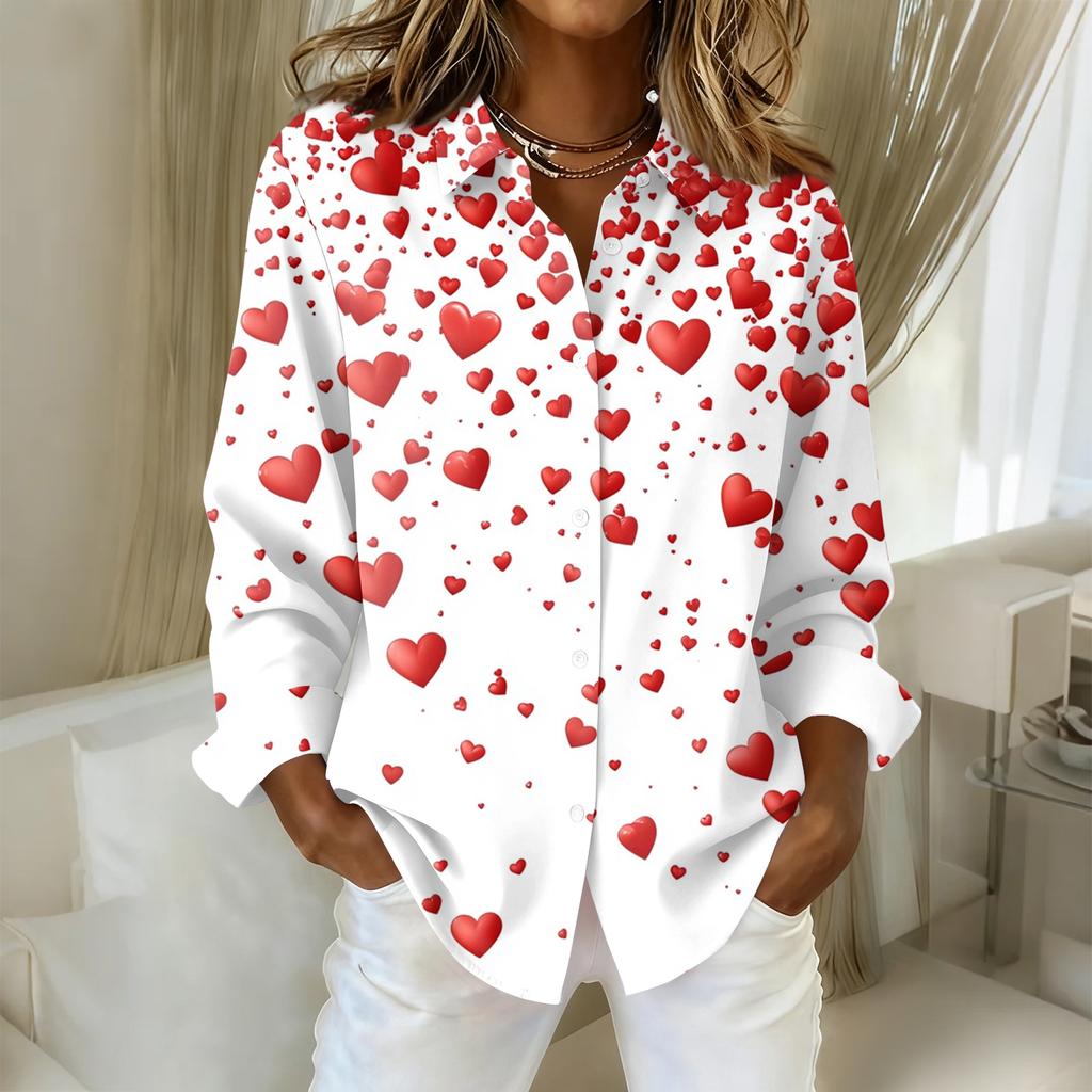 Women's Buttoned Long Sleeved Casual Regular Shirt With Collar Top