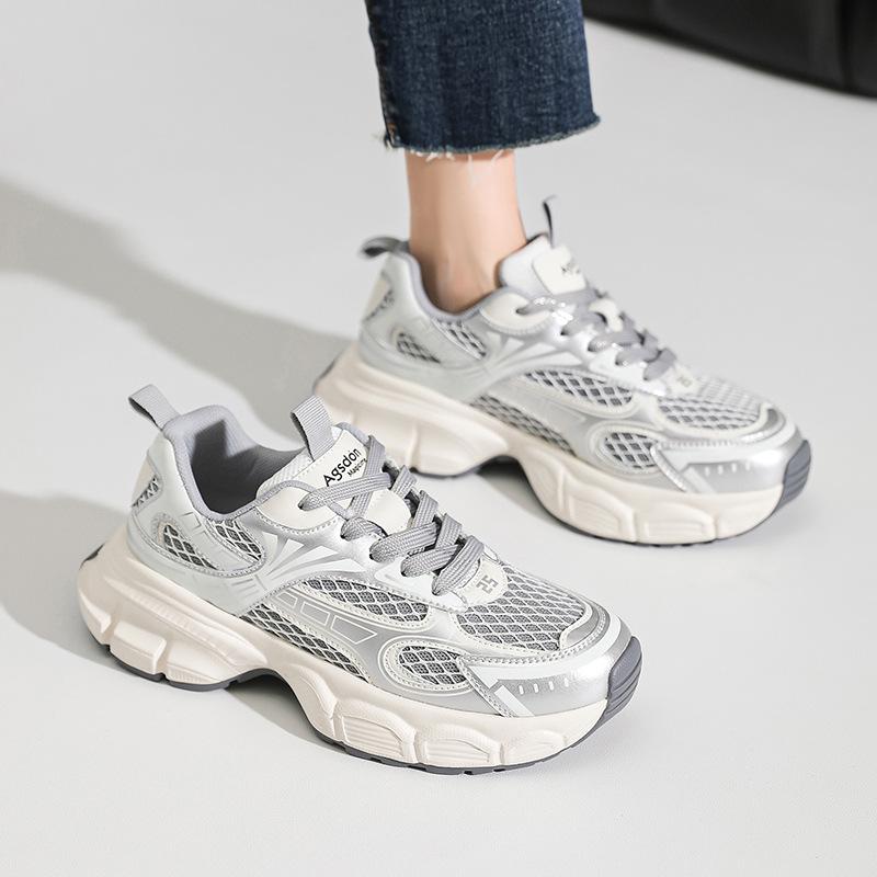 Augustine silver dad shoes women 2025 new summer mesh sports running shoes muffin platform casual shoes