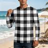 Men Long Sleeve UPF 50 Plus Sun Protection Shirt Outdoor Sports Fishing Casual Top Lightweight Breathable Quick Dry Crewneck Plaid Design