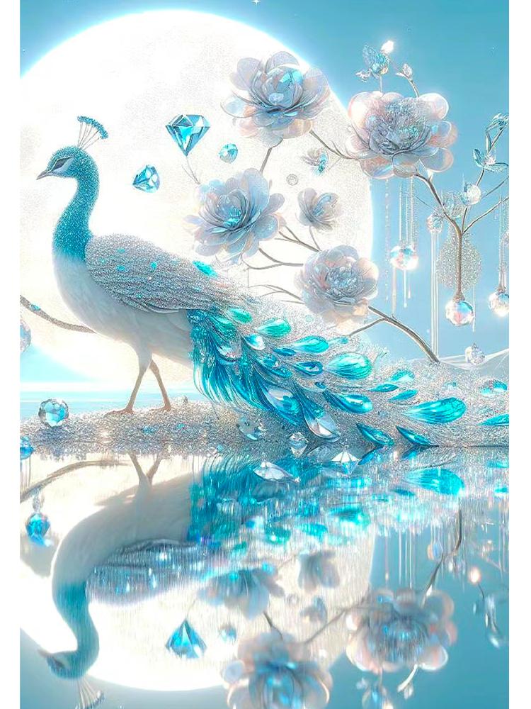 Volldiamant-Malerei Neue Stil 2024 Traum Pfau Blume Landschaft Mosaik Diamanten Stickerei Kreuzstich Vögel Wohnkultur DIY