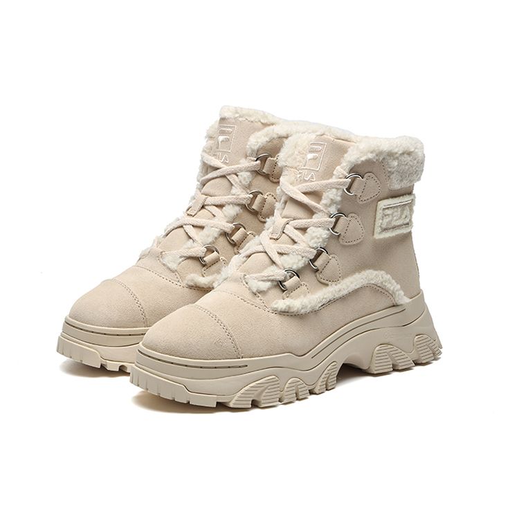 Fila Fleece Lined Thick Sole Short Snow Boots Women Boots Cassava-Powder F12W144404FTP