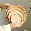 Wooden Dessert Plate Round Natural Solid Wooden Non-Painted Non-Waxed Plate Fruit Snacks Dinner Plate Home Storage