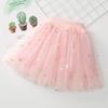 New Girls' Embroidered Mesh Short Skirt Princess Fluffy Half Skirt Floral Short Skirt Dance Skirt