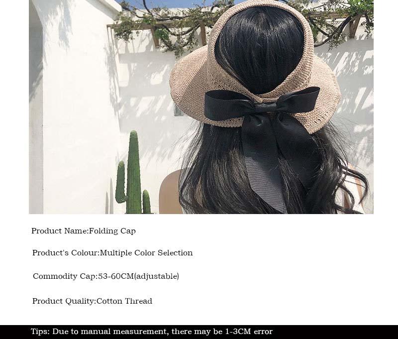 New Knitted Empty Top Hat Female Summer Sunscreen Bow Big Hat Straw Hat Outdoor Sun Hat