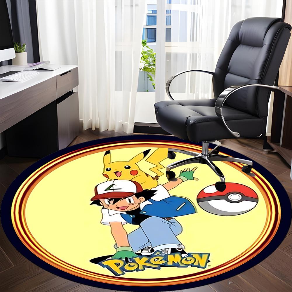 Pokemon Pikachu Office Round Area Rug, Under Office Chairs Bedroom Living Room Home Decor  a1016269