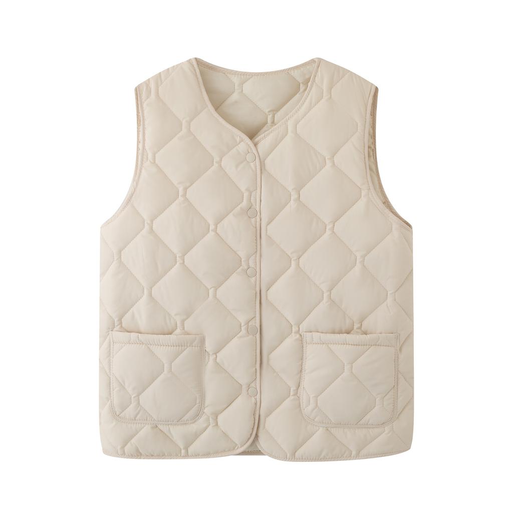 Premium Quilted Vest Button Model, Autumn and Winter Windproof, Cold and Warm Vest Women's Wear Casual Sports
