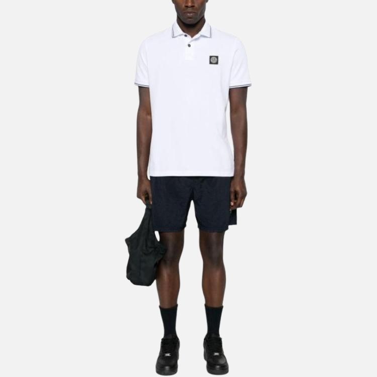 Stone Island Ss25 Logo Slim Fit Polo Shirt Men tops White K1S1522002-SCS0018-V1001