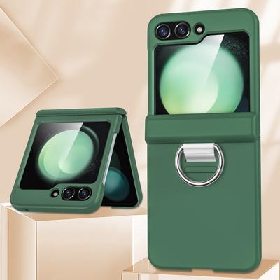 Husă rigidă pentru PC cu suport inel de lux pentru Samsung Galaxy Z Flip 6 5 4 3 Husă de protecție completă, ultra subțire, mată, rezistentă la șocuri