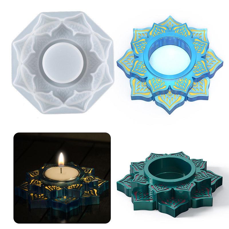 Crystal Epoxy Irregular Shape Flower Candle Holder Silicone Mold