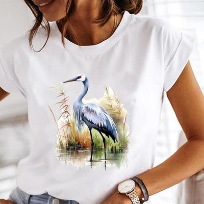 (Asian Size) Trend Sweet Lovely Flower Women Tee Top Clothing Casual Printing Short Sleeve T Shirt Fashion Printed Lady Female Graphic T-shirts