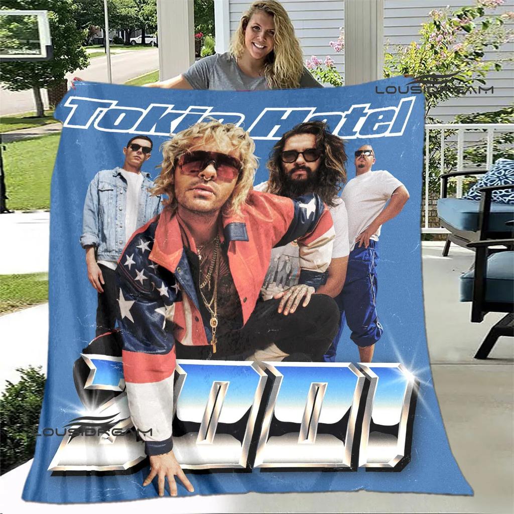 Dětská přikrývka s potiskem kapely Tokio Hotel Dětská Hřejivá přikrývka Flanel Měkká útulná deka Rozkládací pohovka Deka Cestovní deka Dárek k narozeninám