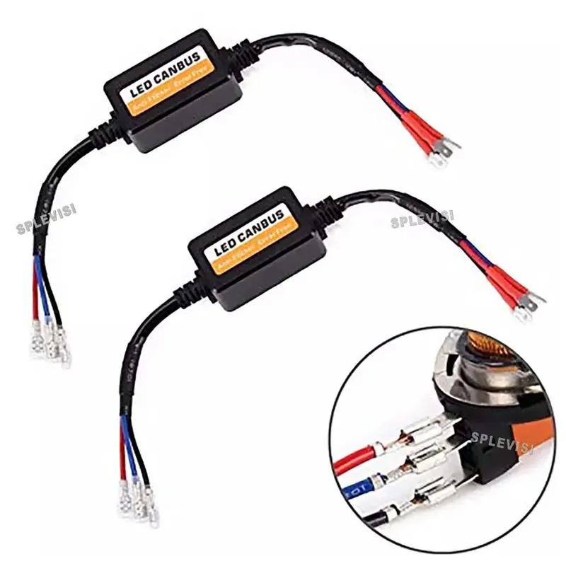 2pcs H15 LED Load Resistor Kit 50W 6ohm Headlight Bulb Relay Harness Adapter Anti Flicker Error Decoder Warning Canceller