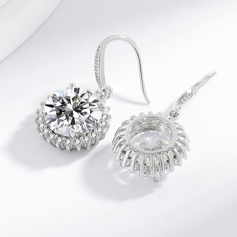 925 Sterling Silver 5 Carat Sunflower Zircon Earrings Birthday Anniversary Wedding Party Gift