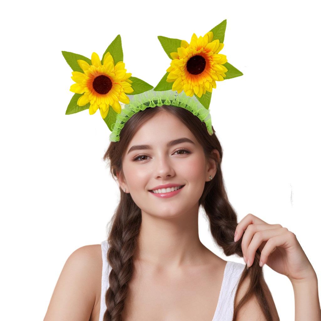 Cute Sunflower Headgear Spring Sunflower Headband Party Stage Performance Props Travel Photo Headgear