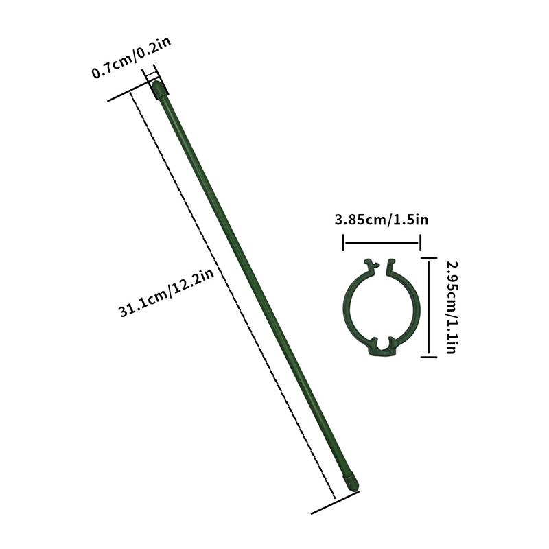 10Pcs Plant Support Stakes 12 Inch Green Plant Sticks With Adjustable Retaining Ring Indoor Outdoor Garden Flower Pot Stand