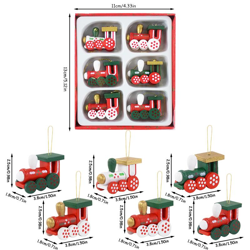 Wooden Train Pendants Christmas Tree Mini Hanging Doll Ornaments Decoration for Home Navidad Noel Xmas New Year Gifts