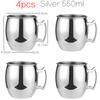 4 Pezzi 550ml Rete Moscow Mule Tazze di Rame Tazza Metallica Acciaio Inossidabile Birra Vino Tazza da Caffè Strumento per Cocktail