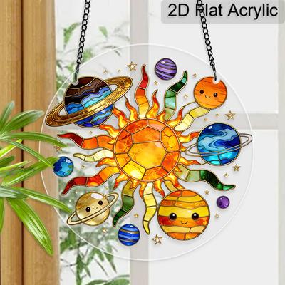 Acrylic Solar System Sun & Planets Suncatcher Stained Glass Effect Window Hanging Ornament Space Themed Gift for Home