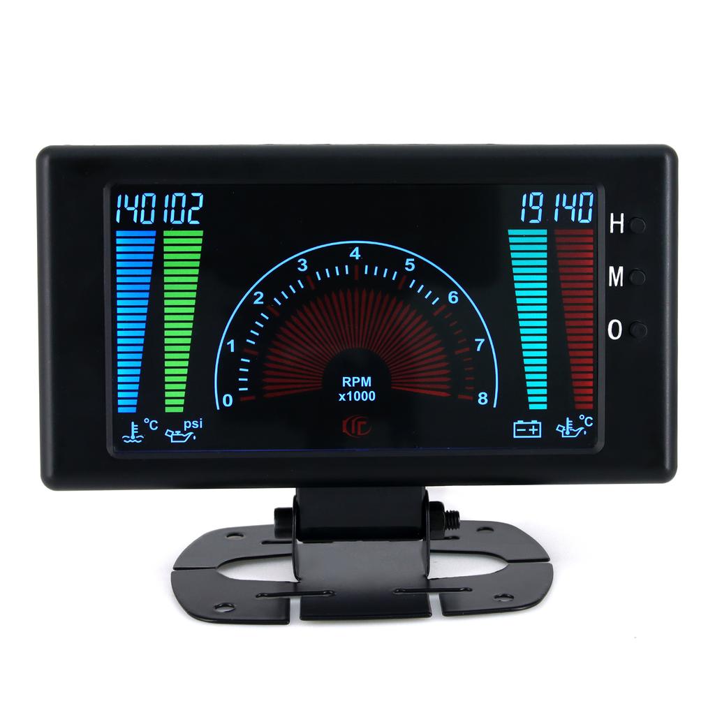 6 In 1 Vehicles Gauge 12V Car Universal Fit Water Temperature Digital Temp Measure LCD Screen Voltage Meter Oil Pressure