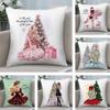 Frohe Weihnachten Mode Mädchen Kissenbezug Plüschstoff Weich Beidseitiger Druck Zuhause Sofa Hohe Qualität Kissenbezug Überwurf