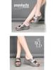 Size 43 Women's Sequin One-Strap Peep-Toe Wedge Heel Sandals, New 2022 Korean Style