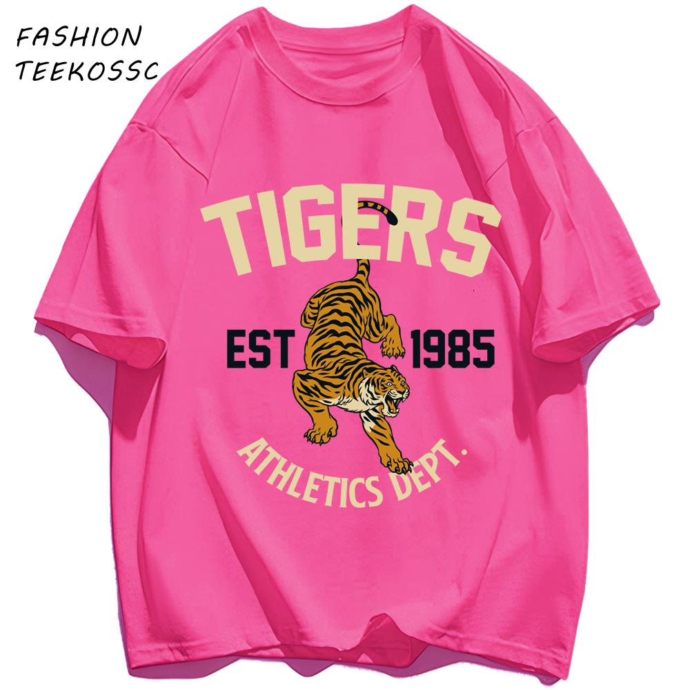 Tigers Est 1985 Sport Pattern T Shirt Men Comfortable Loose TShirt Summer Casual Y2K Short Sleeve Cotton AllMatch Clothes