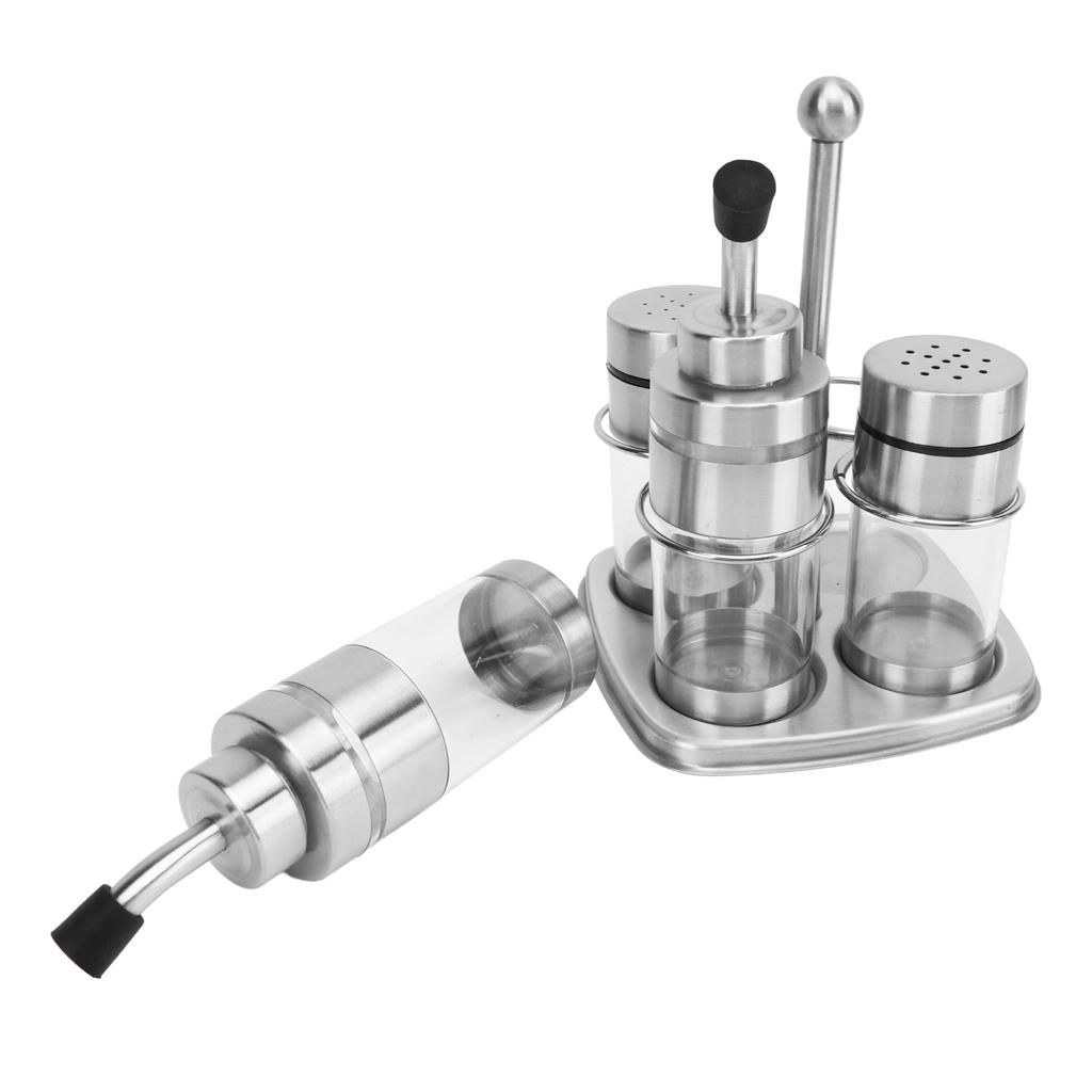 4pcs Seasoning Containers 304 Stainless Steel Condiment Pot Spice Jar Set for Kitchen