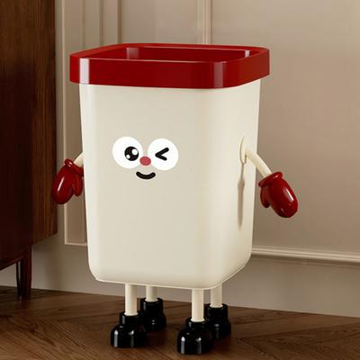 Yousheng Cartoon Mülleimer 12L/15L Haushalt Abfalleimer Offener Deckel Niedlicher Mülleimer mit Beinen Hände für Küche Badezimmer Büro Schlafzimmer