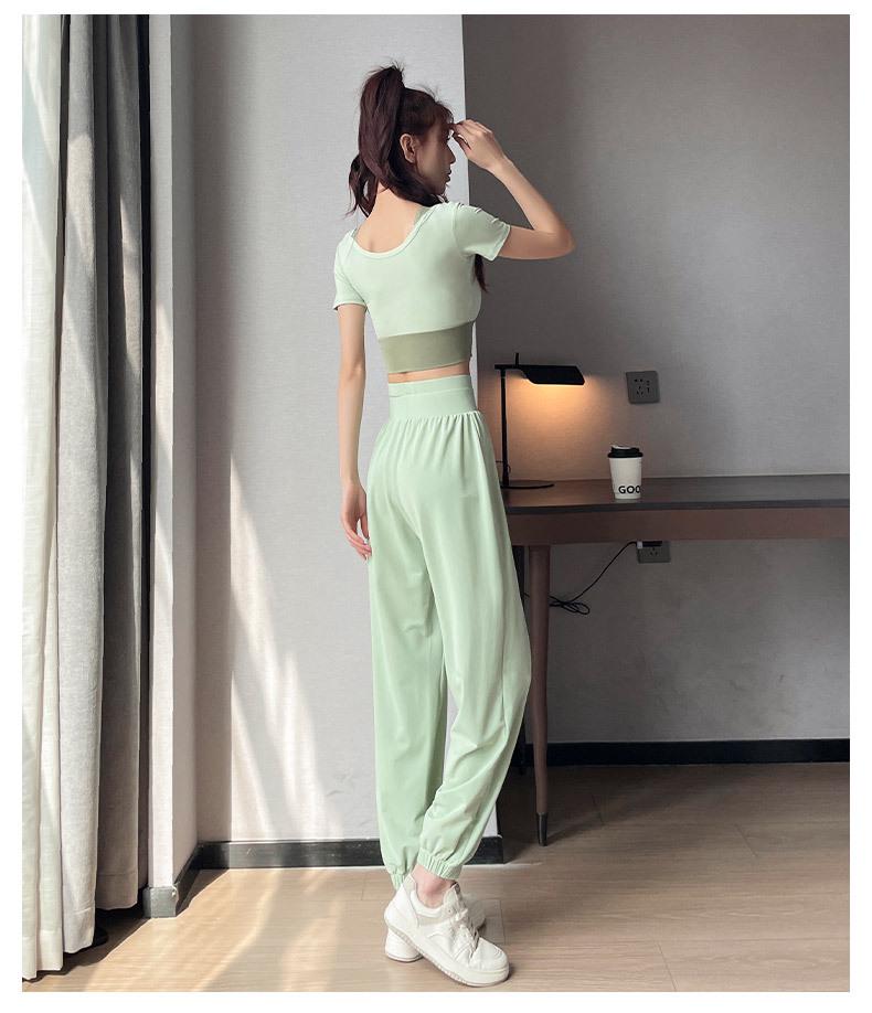 2025 Women's Quick-Dry Sportswear Set: Summer Gym & Yoga Suit with Casual Green Pants