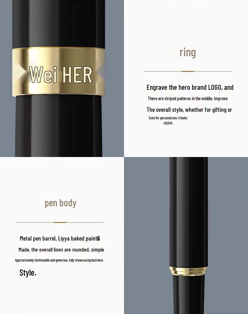 Hero 1502 Beaded Fountain Pen - Premium Metal Barrel, Ideal for Corporate Gifts & Office Meetings, Engravable.