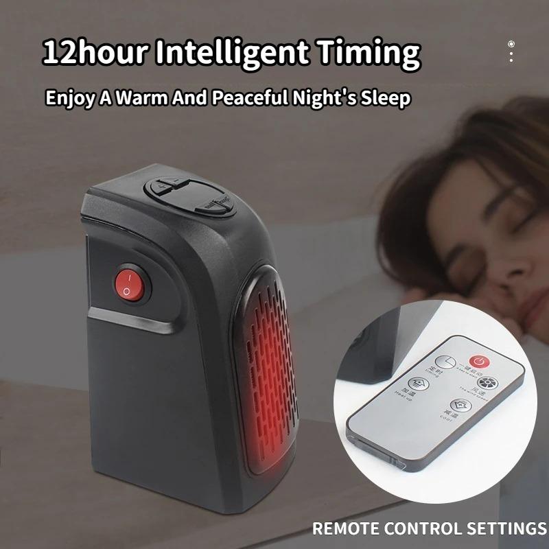 Mini Portable Electric Fan Heater Wall Plug-In with Thermostat for Home Office Desk Warmer Heating Stove