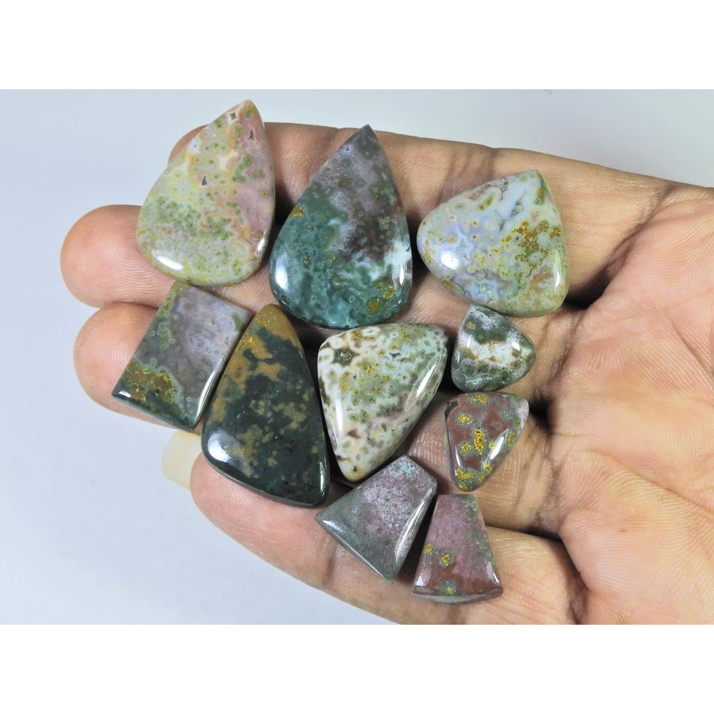 136Cts. Natural Ocean Jasper Mix Cabochon Loose Gemstone 10Pcs Lot 13-32 MM C-1418