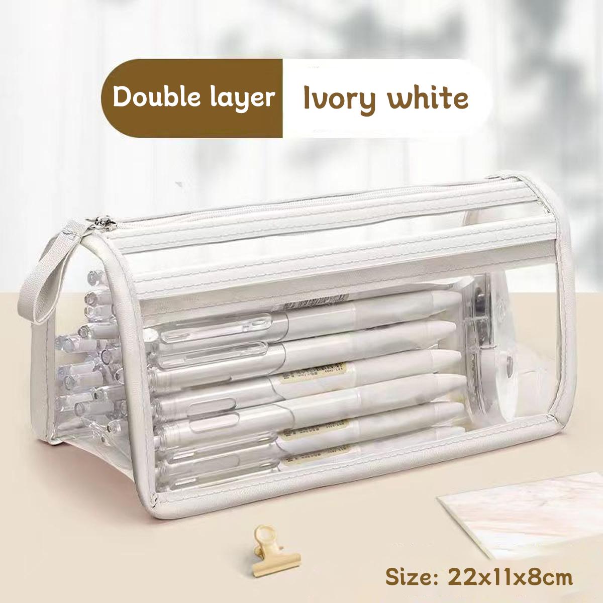 

Прозрачный двухслойный пенал Ins треугольный ПВХ сумка для хранения на молнии портативный водонепроницаемый канцелярские школьные офисные принадлежности