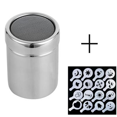 1 Stück Edelstahl Schokoladenshaker Kakao Mehl Kaffee Sieb Oder 16 Stück Kaffee Schablonen Vorlage Streupad Puderzerstäuber Werkzeuge