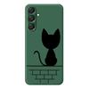 For Samsung Galaxy A16 5G/4G Case Black Cat on the Wall Pattern Printing Straight Edge TPU Phone Back Cover