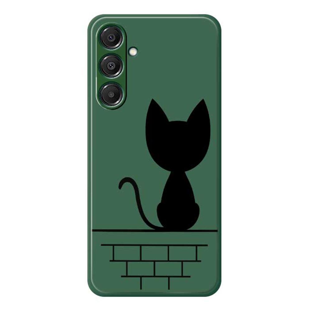For Samsung Galaxy A16 5G/4G Case Black Cat on the Wall Pattern Printing Straight Edge TPU Phone Back Cover