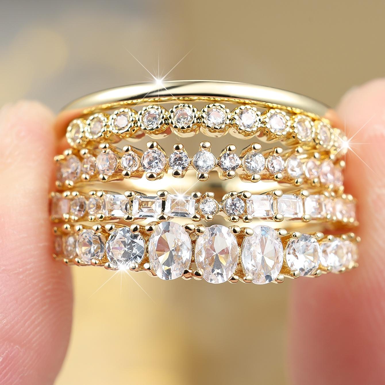 

Cute Female White Oval Zircon Stone Ring Set Vintage Gold Color Wedding Jewelry For Women 6 белый
