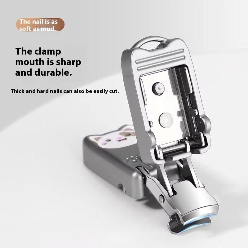 1pc Cute Small Nail Clippers with Storage Stainless Steel Compact & Portable Nail Trimmer with Blade Angle Durable Manicure Tool