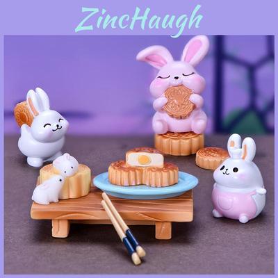 Delightful Mid-autumn Festival Series Resin Rabbit Eat Mooncake Micro Landscape Decoration